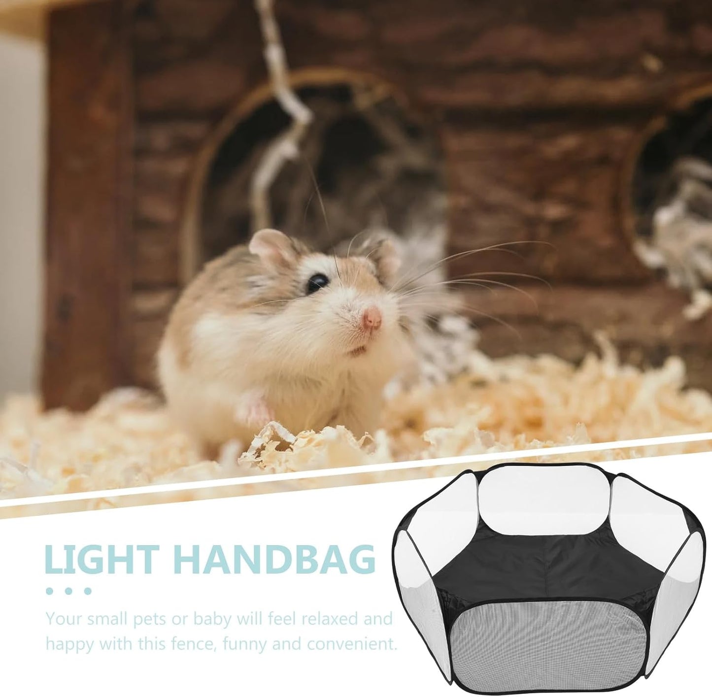 Foldable Hexagonal Pet Playpen Wear-Resistant Polyester Mesh Indoor Small Animals Exercise Fence for Puppies Cats Rabbits and Small Dogs