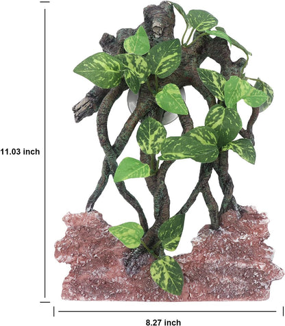 AQUA KT Reptile Climb Tree Branch Rock Background Decoration with Suction Cup for Terrarium Amphibian Lizard Snake