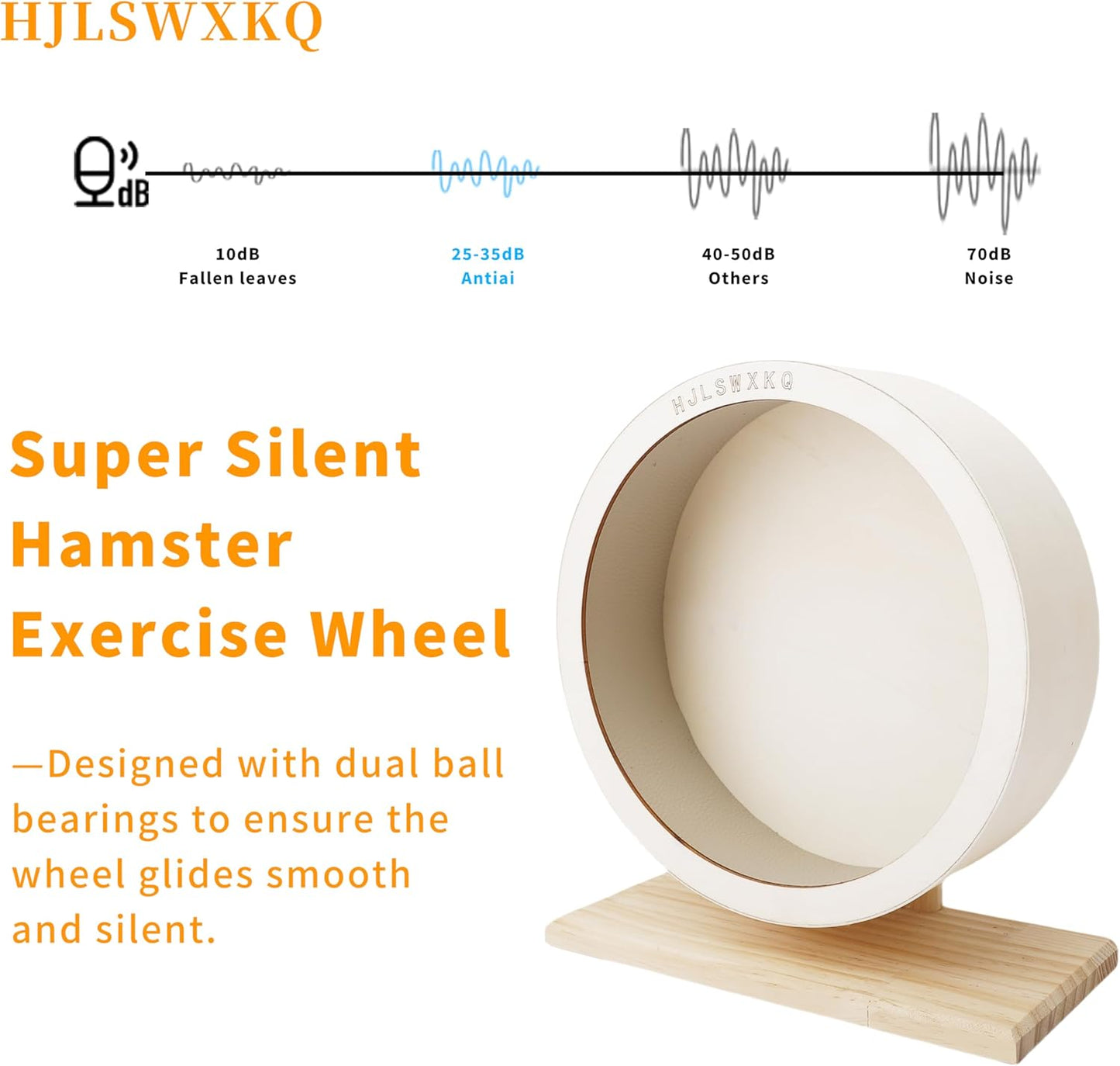 6.6in Silent Hamster Wheel with 2 Natural Chew Toys - Wooden Exercise Wheel with Removable Track, Quiet Spinner for Gerbils, Mice, Hamsters,Mouse,Syrian Hamster (6.6in)