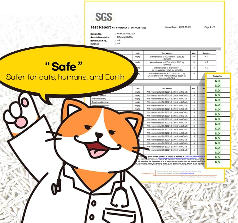 from Korea, Clumping Litter, Cat Tofu Litter,Non Toxic Low Tracking,1.5mm Fine Cut,Solubility in Water,Ultra Absorbent, Really Dust-Free,I'm Gonna Pee(5.7lb x 4pack)