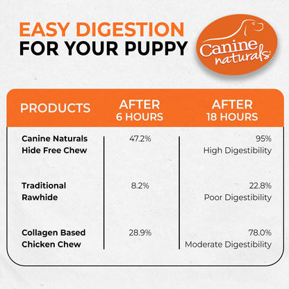 Canine Naturals Puppy Chicken and Rice Chew - Rawhide Free Puppy Treats - Made with USA Chicken - All-Natural & Easily Digestible - 10 Pack of 5-Inch Sticks for Puppies