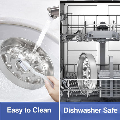 Slow Feeder Dog Bowls, Stainless Steel with Non-Slip Rubber Base Metal Bowl, 4 Cups Large Capacity Slow Feed for Small, Medium, Large Breed Dogs