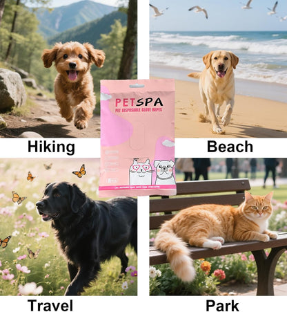 Pet Glove Wipes for Dogs and Cats, Extra Thick Dog Wipes Cleaning Deodorizing and Pet Eye Wipes for Dogs, Natural Dog Wipes for Paws and Butt