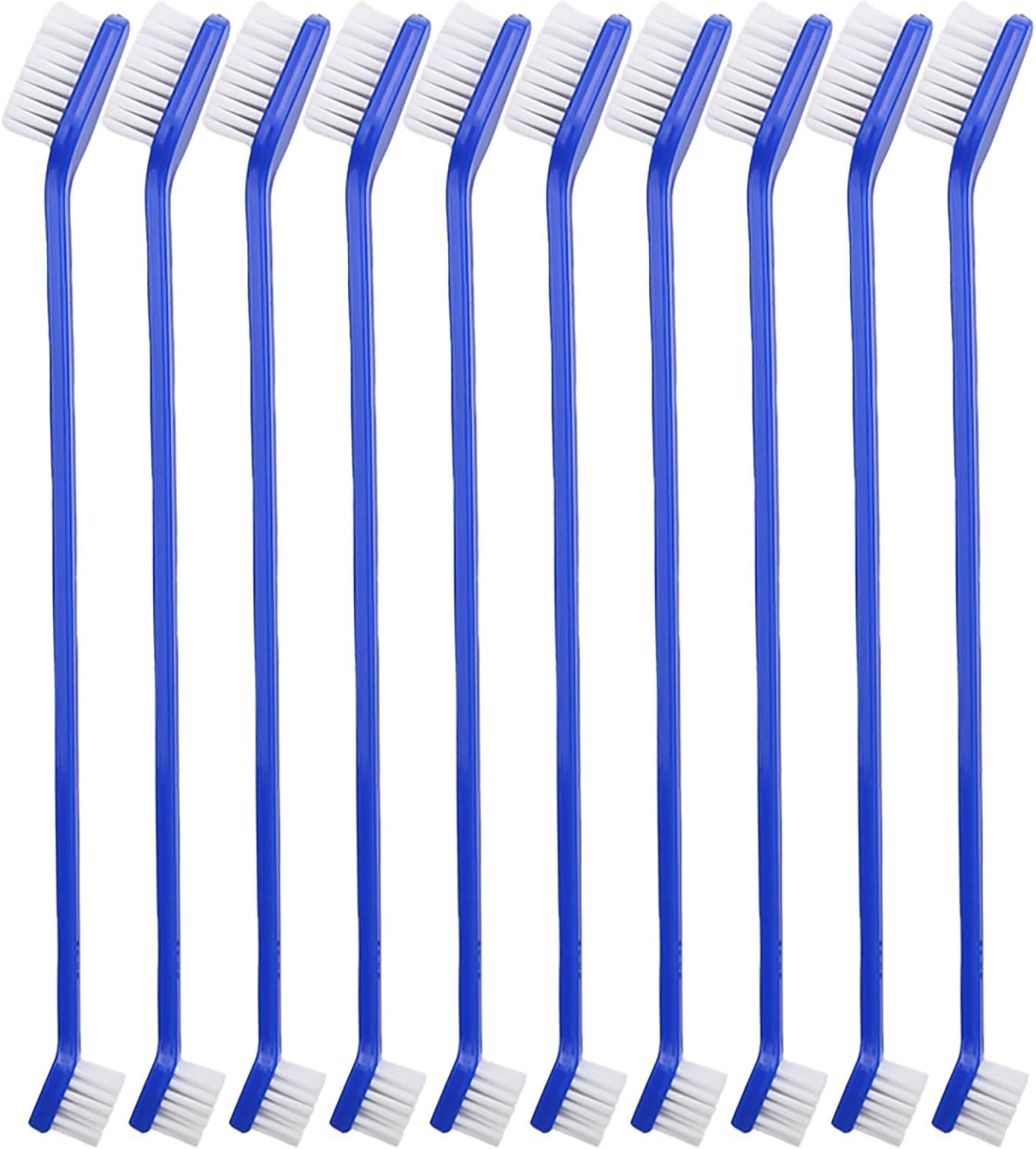 Newday 50 Pieces Double-Headed Dog Cat Pet Toothbrush, Super Soft Bristles Oral Care Teeth, pet Tooth Brush for Dogs, Dog toothbrushes in Bulk Individual polybag (Blue)
