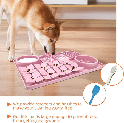 Lick Mat for Dogs Pink and Pet Hair Removal Glove