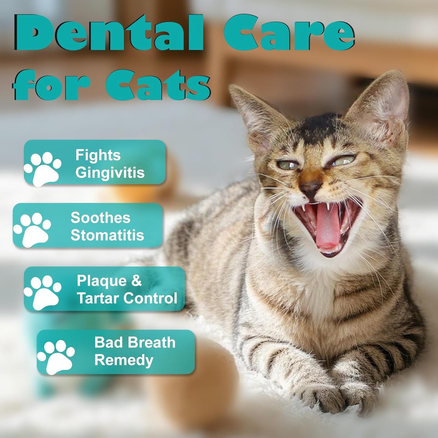 Cat Dental Care, Bad Breath, Stomatitis & Gingivitis Treatment for Cats, Cat Gum Disease Treatment, Cats Oral Health for Teeth, Gums, Mouth and Tartar, 400 Tiny Tablets
