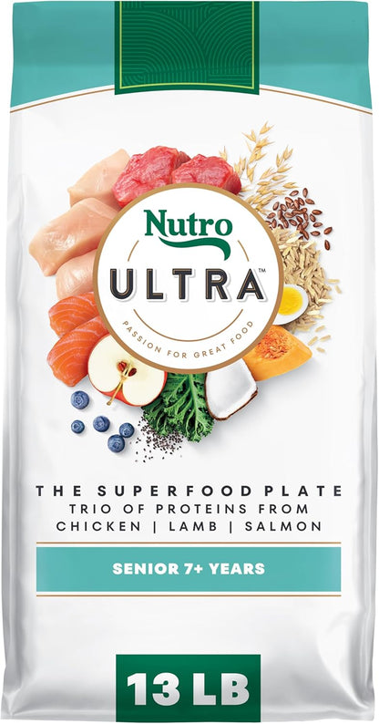 Nutro Ultra Senior Dry Dog Food with a Trio of Proteins from Chicken, Lamb and Salmon, 13 lb Bag