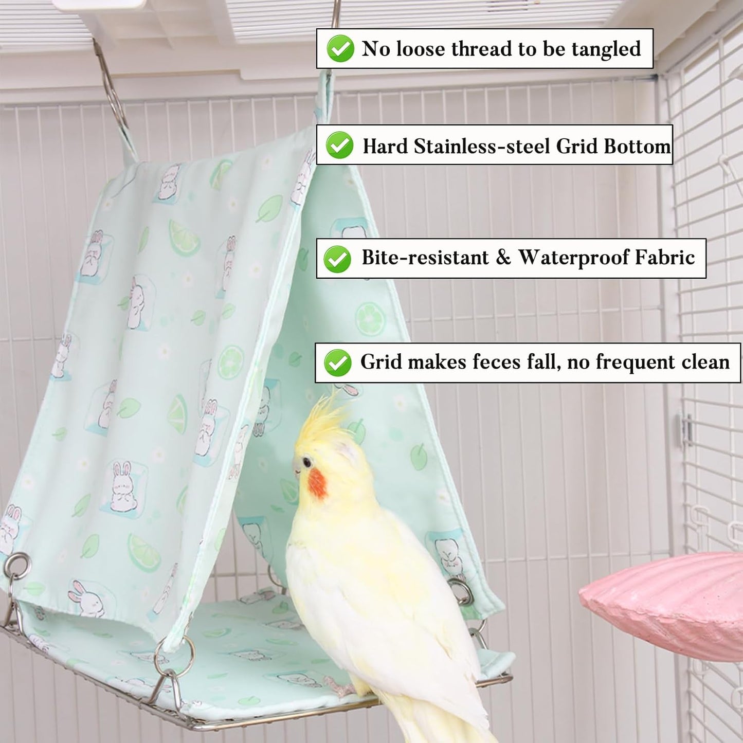 Bird Bed for Cage with Sturdy Bottom, Waterproof Bird Nest for Parakeet & Rocking Bird Perch Toy, Wooden Parrot Toys Training, Intelligence Bird Enrichment Toys for Cockatiels