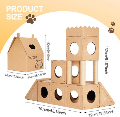 cat House &House Scratching Board Climbing Post/cat Tree Corrugated Cardboard Playhouse