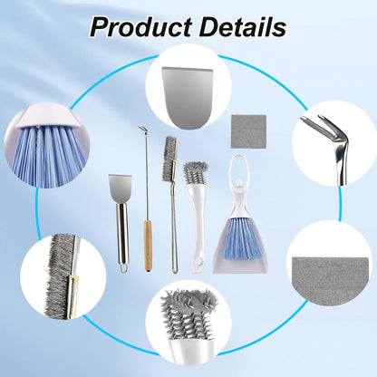 6 PCE Set Bird Cage Cleaner with Cleaning Towel, Stainless Steel Poop Remover & Cage Cleaning Brush Tools, Complete Bird Cage Accessories for Parakeet & Small Animal Cage Cleaning