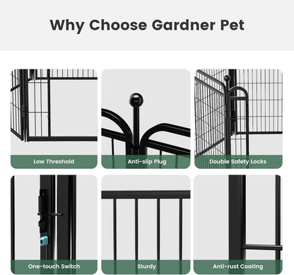Gardner Pet Dog Playpens, 40" H 16 Panels Dog Pen Outdoor/Indoor Dog Fence Exercise Pen for Small/Medium/Large Dogs,Pet Play Yard Gate with Gravity Automatic Lock, Pet Playpen, Black