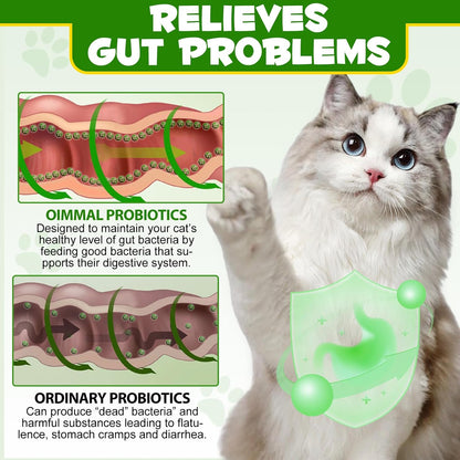 Cat Probiotic Powder with Prebiotics - 5 Billion CFU & 12 Strains to Treat Diarrhea, Vomiting, Digestive Support & Immunity Health