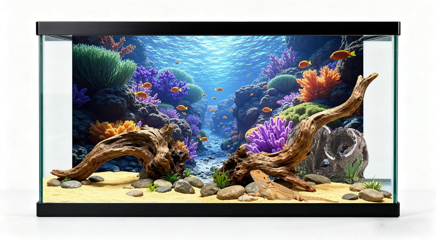 3 Pack Aquarium Background 48x24 inches Fabric Aquarium Background Fish Tank Undersea Corals Sunshines Rock Aquatic Plants