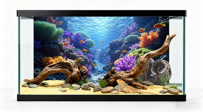 3 Pack Aquarium Background 48x24 inches Fabric Aquarium Background Fish Tank Undersea Corals Sunshines Rock Aquatic Plants