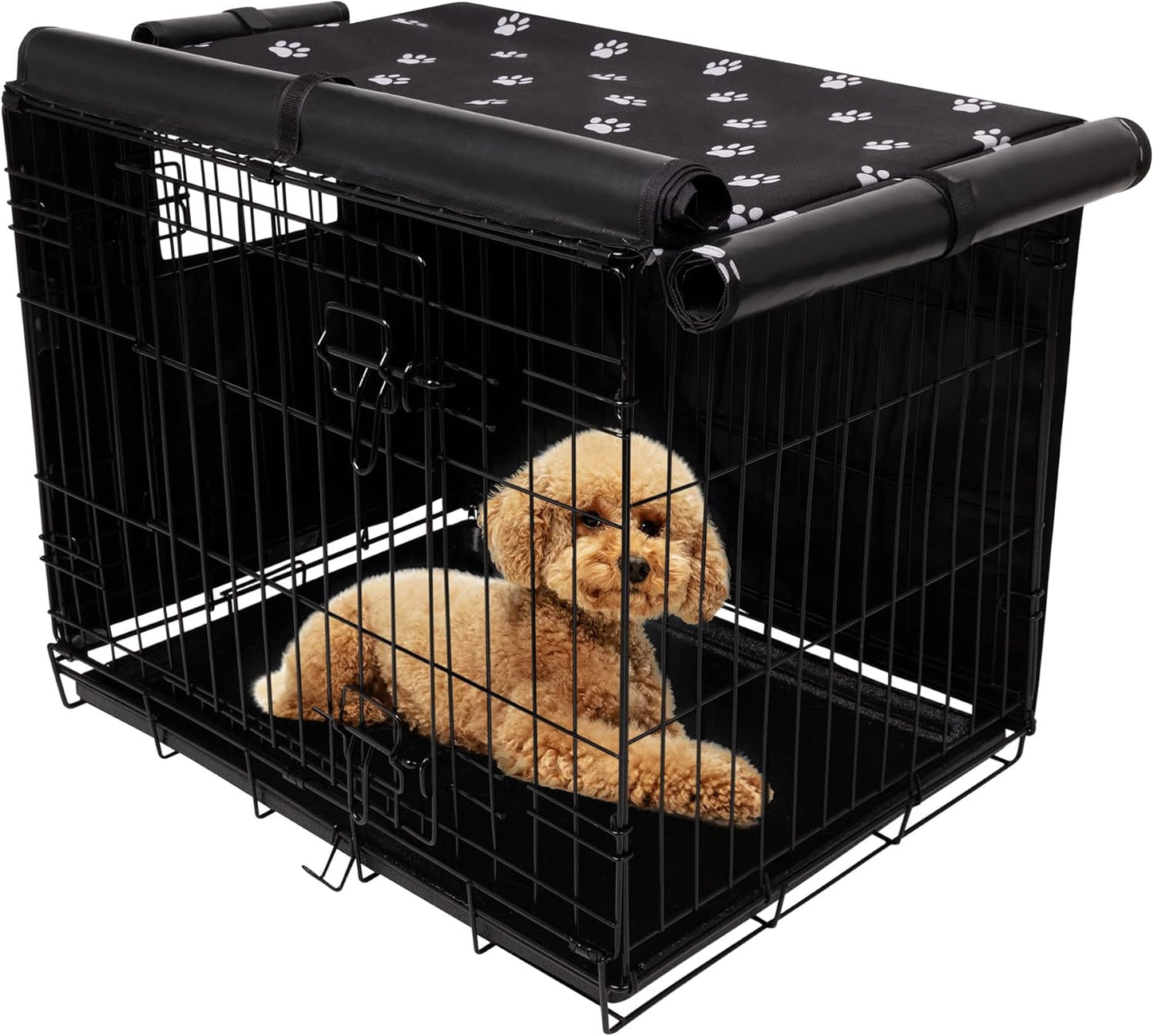 Pet Prime Dog Crate Cover for Wire Cages 24 30 36 42 48 Inch Outdoor Pet Kennel Cover Machine Wash & Dry (Cover Only) (24 Inch Crate Cover (24"x18"x19"))