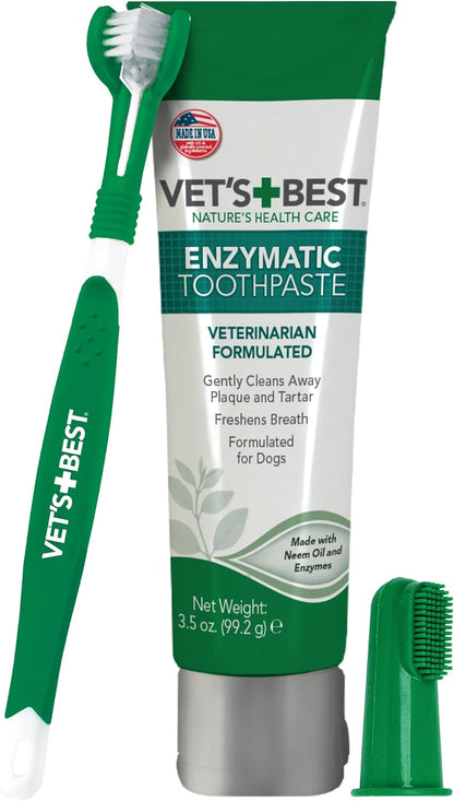 Wet Ones for Pets Multi-Purpose Dog Wipes with Aloe Vera, 100 Count - 3 Pack & Vet's Best Dog Toothbrush & Toothpaste Kit - Natural Ingredients Reduce Plaque, Whiten Teeth, Freshen Breath