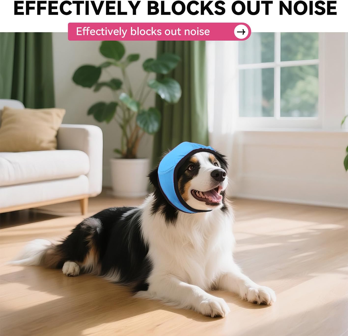 Quiet Dog Ear Muffs,Anxiety Relief/Noise Protection-Grooming-Thunder-Fireworks,Hematoma Ear Wrap,Adjustable Quiet Head Cover Sleeves Ear Covers for Bath (Blue, Medium)