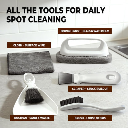 Bearded Dragon Tank Cleaning Kit, Reptile Enclosure Cleaning Tool Set with Mini Dustpan, Brush, Scraper & Cleaning Cloth for Lizard & Gecko Terrarium Maintenance