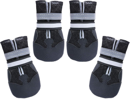Dimicoo Breathable Dog Boots for Medium Large Dogs,Non-Slip Dog Shoes for Winter Snow and Summer Hot Pavement,Lightweight Paw Protector Dog Booties for Outdoor Walking Indoor Hardwood Floors