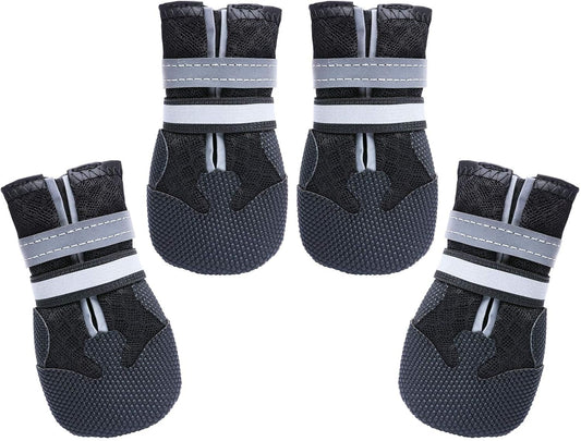 Dimicoo Breathable Dog Boots for Medium Large Dogs,Non-Slip Dog Shoes for Winter Snow and Summer Hot Pavement,Lightweight Paw Protector Dog Booties for Outdoor Walking Indoor Hardwood Floors