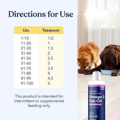 Honest Paws Salmon Oil for Dogs & Cats – Omega 3 Fish Oil Supplement for Skin, Coat, Joint & Heart Health – Natural, Sustainably Sourced Wild Alaskan Salmon, 8 oz