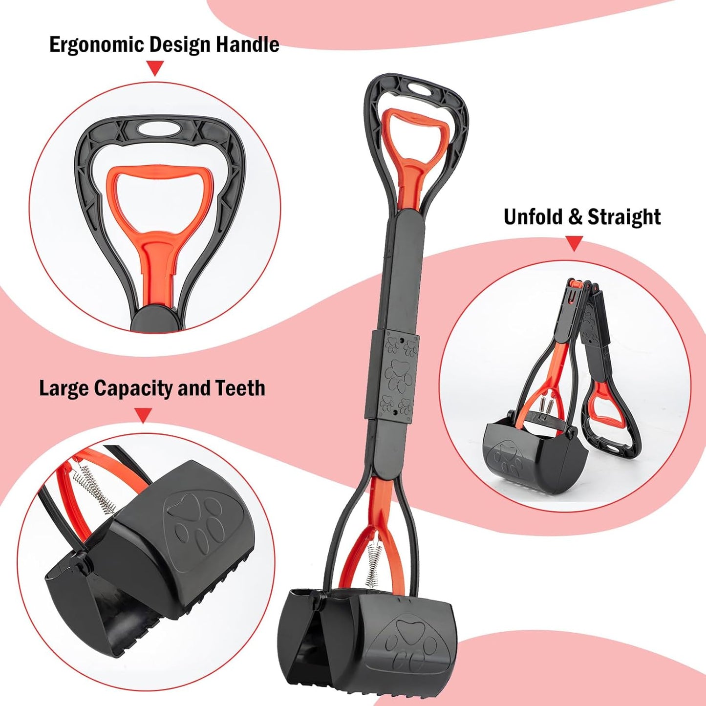 Pooper Scooper Set,Dog Poop Tray and Rake Set for Large & Small Dogs Dog Pooper Scooper 15 Litre Step Dog Poop Trash Can Outside W/Removable Inner Bucket with 20 Waste Bags