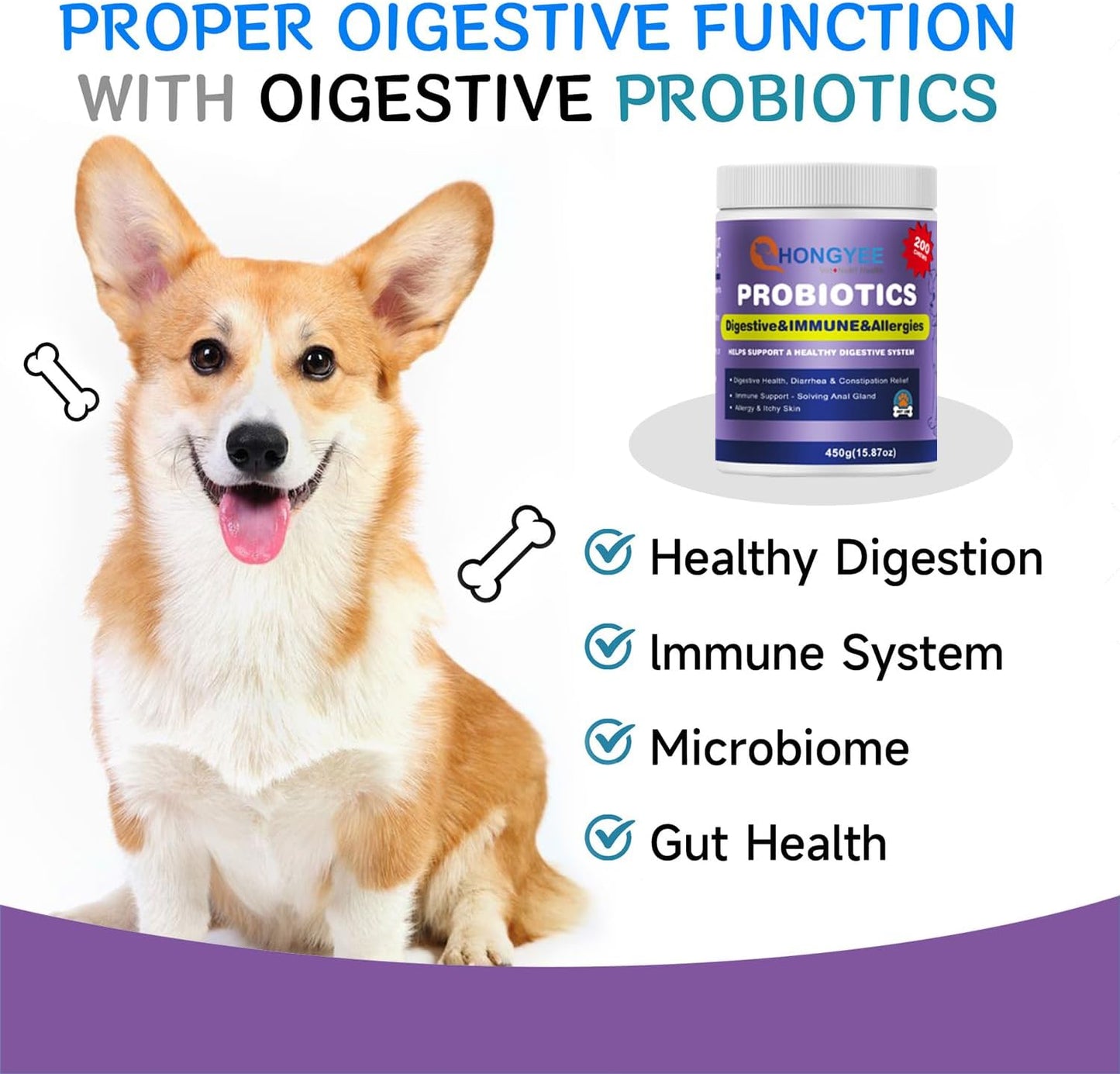 Dog Probiotics & Enzymes 200 Chews with Papaya | Pumpkin | Krill oi, for Dogs & Cats Gut Health | No Poop Odor | Constipation | Diarrhea | Relieve Anal Gland Relief | Digestive | Immune -Vet Approved