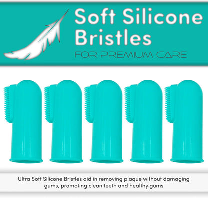 H&H Pets Dog Finger Toothbrushes - Professional Pet Finger Dental Brush Set for Dogs Puppies Cats, Soft Bristles, Size Small 4 Count-Silicon