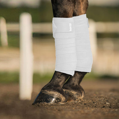 HORZE Embrace Fleece Polo Wraps | Horse, Sheep, Goat Leg Bandages (Set of 4) - White - 10 ft 6 in