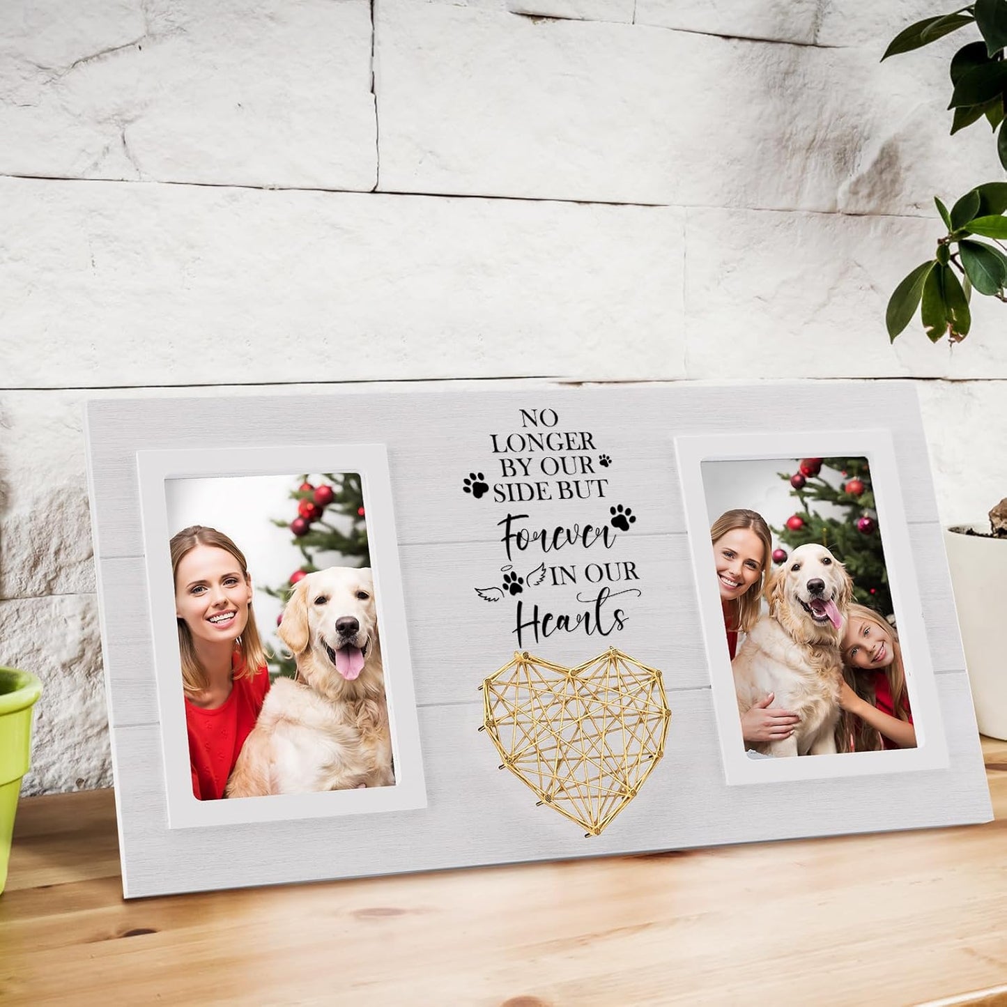 Dog Memorial Gifts for Loss of Dog, Pet Sympathy Gifts for Dogs Cats Owners Pet Memorial Frame for Loss of Dogs, White Pet Remembrance Frame for Double Picture 4×6 IN