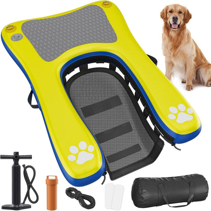 Inflatable Dog Pool Ramp Floats for Large Dogs Up to 240 lbs, 60"x 40" Dog Water Boat Ramp Ladder with Non Slip Step | Heavy Duty Dogs Dock for Inground Above Ground Pool, Lake, River