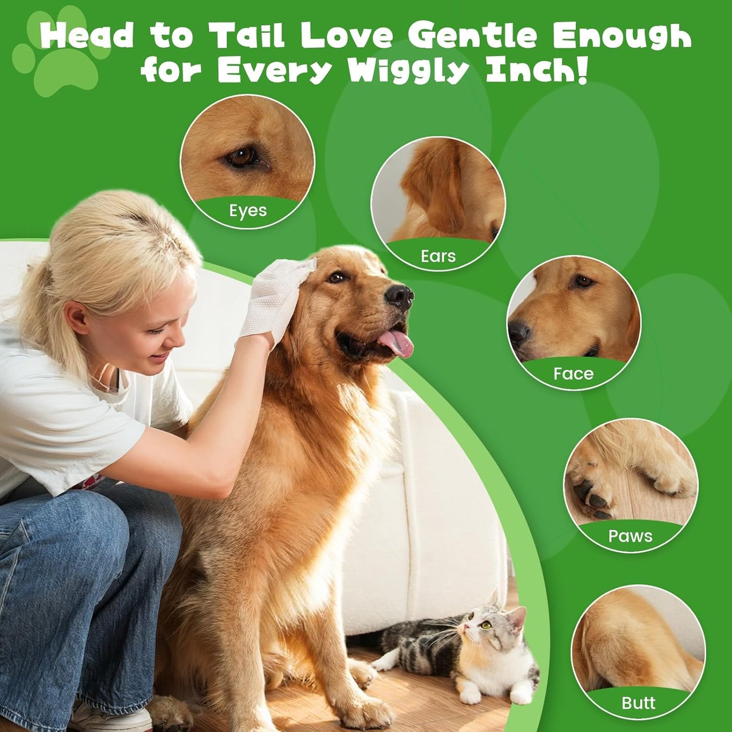 Pet Glove Wipes for Dogs & Cats,Shedding Control, Dander Removal & Paw Cleaning,Reusable Dry Wash Mitt for Daily Use, Travel Essentials for Pets