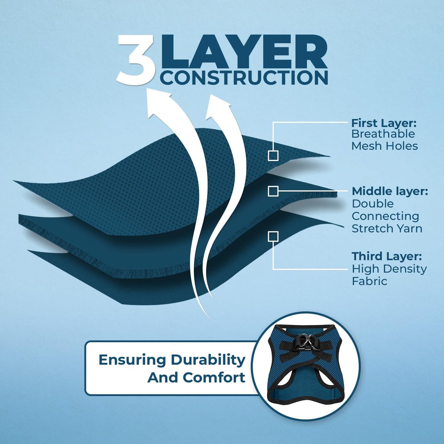 Best Pet Supplies Voyager Step-in Air Harness - All Weather Mesh, Reflective, No Pull Harness for Dogs, Cats - Secure with Hook & Loop Fastener, Buckle, Double D-Rings - Blue/Black Trim, XS