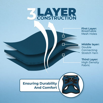 Best Pet Supplies Voyager Step-in Air Harness - All Weather Mesh, Reflective, No Pull Harness for Dogs, Cats - Secure with Hook & Loop Fastener, Buckle, Double D-Rings - Blue/Black Trim, XS