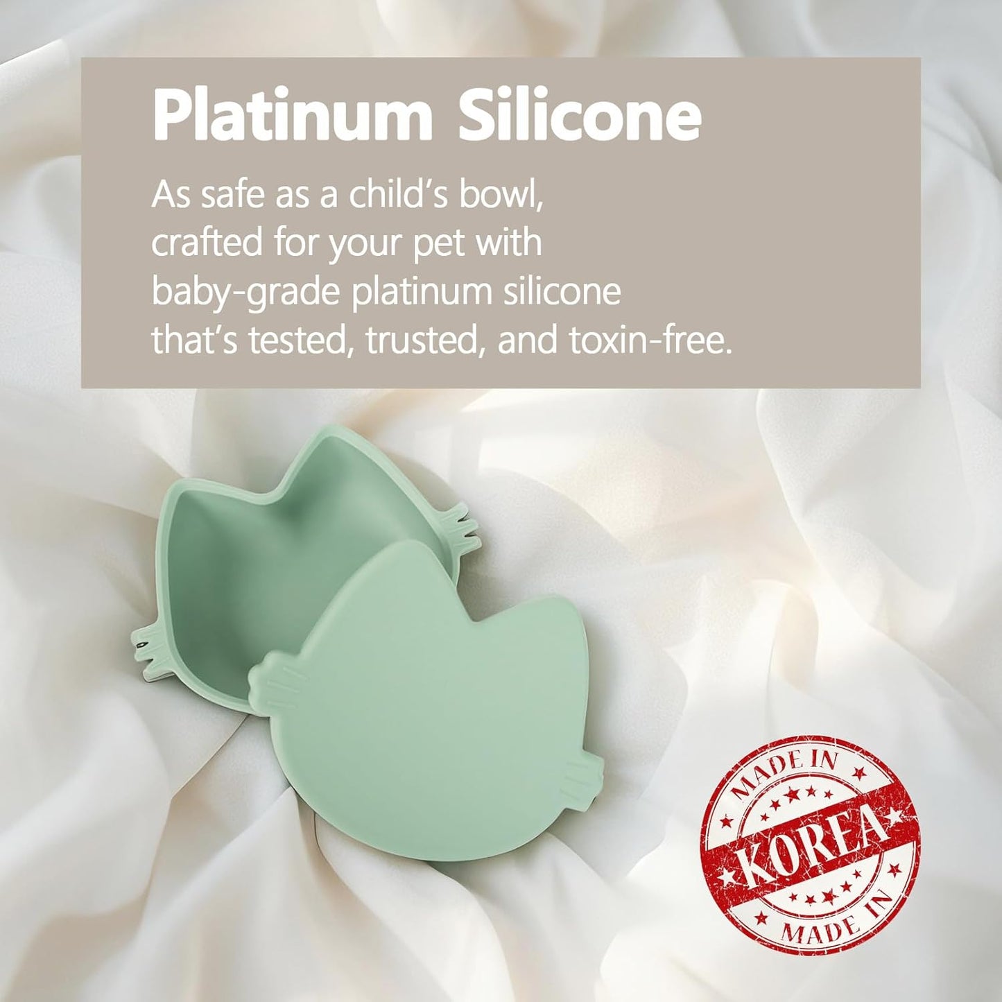 Platinum Silicone Dino Plate Set, Wellbeing Pet Bowl, Premium, Odorless, BPA-Free, Food-Grade, Non-Slip, Microwave & Dishwasher Safe, Sensitive Stomach, Eco-Friendly Travel Bowl (Cream)