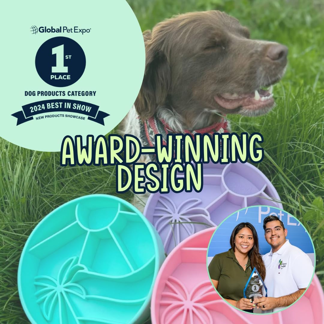 Loco Coco Interactive Slow Feeder Bowl - Silicone with Suction Cups, Dishwasher Safe - to Reduce Bloating, Anti-gulping, Improve Digestion, Dog Enrichment Game