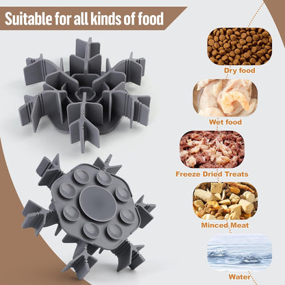 Slow Feeder Insert for Dog Bowl, Cuttable Dog Slow Feeding Insert with 8 Upgraded Large Suction Cups, Adjustable Length 4.7-7, Fits Small Medium Dogs (Grey)