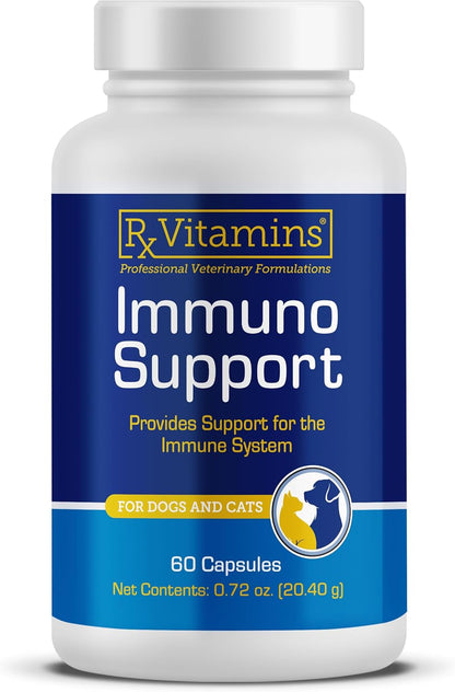 Rx Vitamins Immuno Support, Immune Support for Dogs and Cats - 60ct Supplement with Shiitake Mushroom, Arabinogalactan, and Lutein -