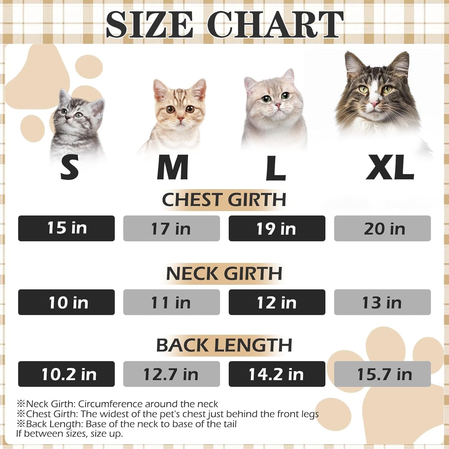 EXPAWLORER Plaid Cat Hoodie - British Style Warm Cat Sweater Shirt with Leash Hole,Pet Clothes Outfits,Winter Coat Apparel for Puppy Cats Girl Boy-Kitten Apparel,Beige S