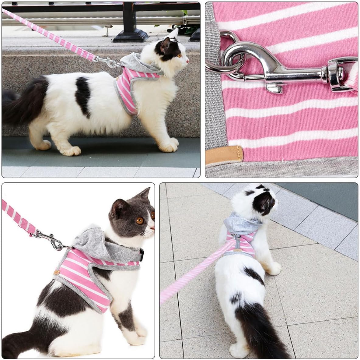 Cat Harness and Leash Set No-Pull Breathable Pink Vest Harness S Size Chest Strap for Walking Small Cats Pet Supplies