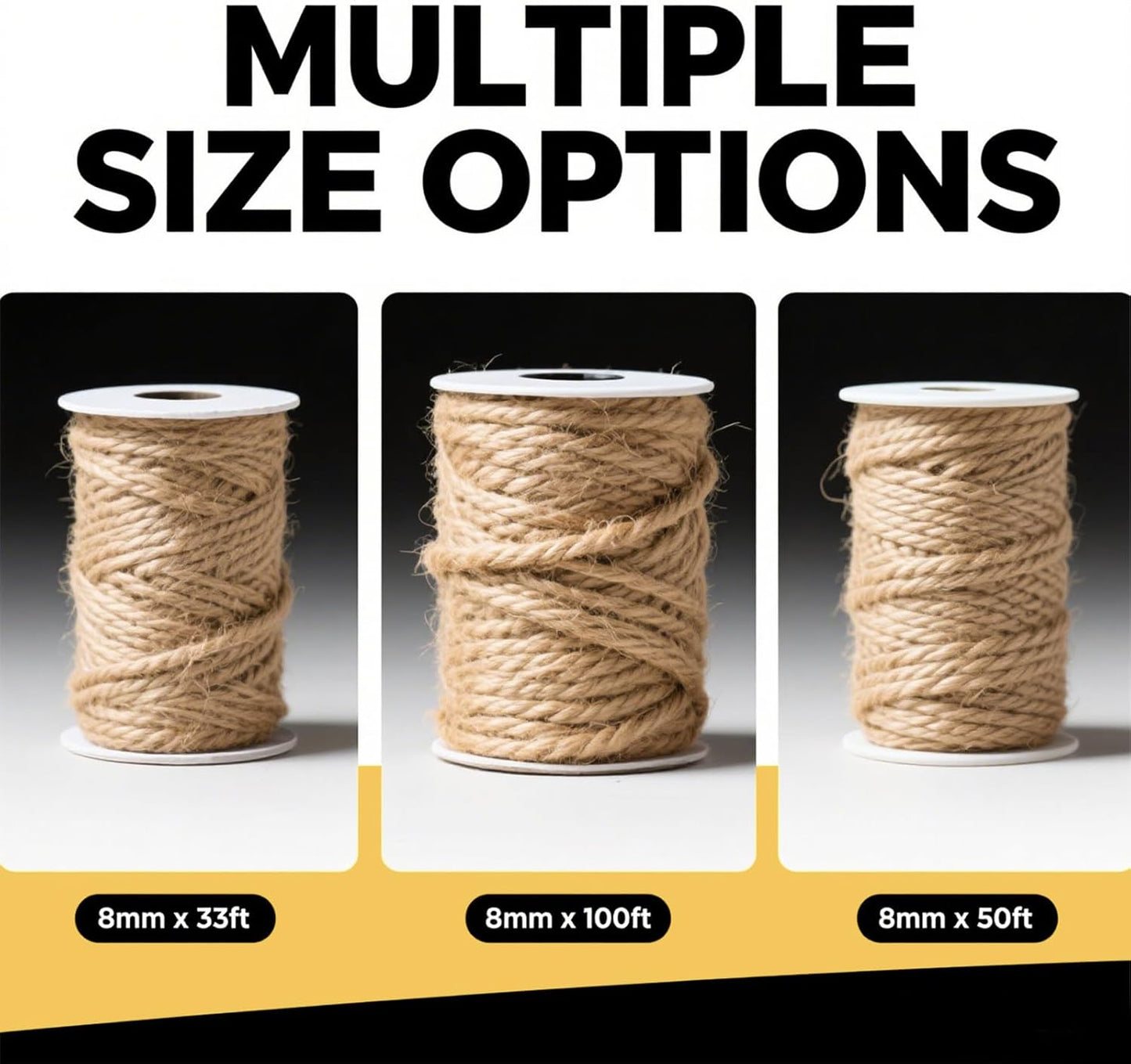 Jute Rope 49 Feet 8mm - Natural Heavy Duty Sisal Twine | Pet-Safe for Cat Scratch Posts, Crafts, Bundling & Hanging (Natural, 8MM-49FT)