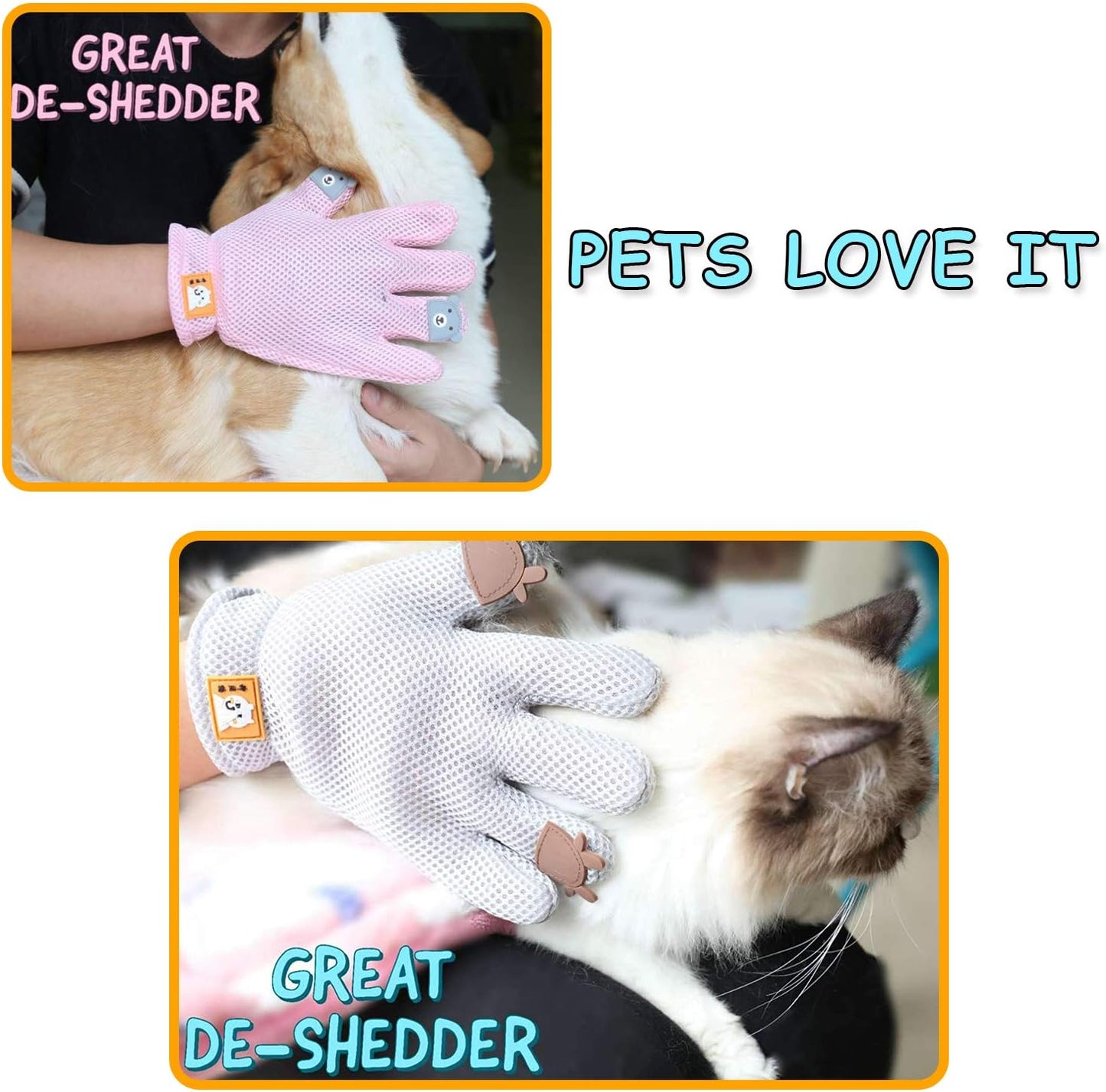 Pet Grooming Glove - Cat Dog Gentle Deshedding Brush Glove - Efficient Pet Hair Remover Massage Mitt - Enhanced Five Finger Design Perfect for Long Short Fur, Right Hand Pet Bathing (Green)
