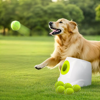 ALL FOR PAWS Automatic Ball Launcher for Dogs Interactive Puppy Pet Ball Outdoor Thrower Fetch Machine, 6 Balls Included (2.5 inch) for Medium to Large Dogs, Rechargeable Battery