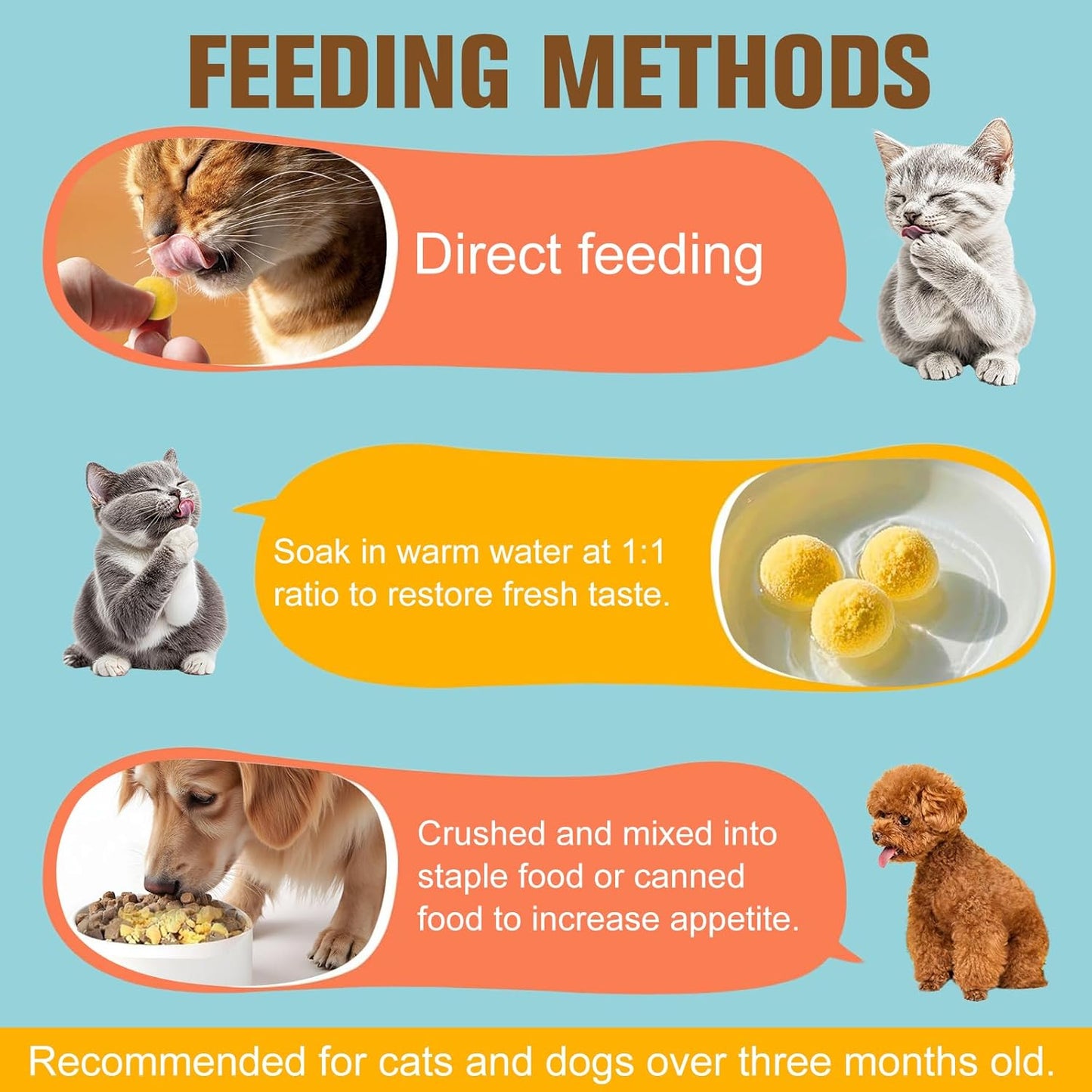 Premium Freeze-Dried Quail Egg Yolks - All-Natural Snack for Cats and Dogs, 100% Pure Quails Yolk Ingredients Pet Treats, Supports Growth with Protein & Iron, Crispy, Nutrient-Dense (S, Apricot)