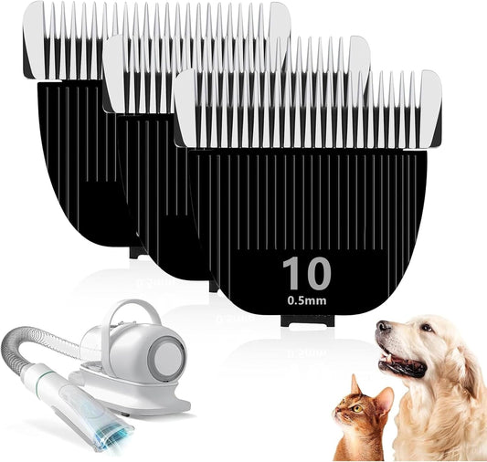 3PCS Replacement Blade for nebot P1 Pro Pet Grooming Kit & Vacuum,Size-10 Cut Length 1/50"(0.5mm),Made of Ceramic Blade & Stainless Steel Blade
