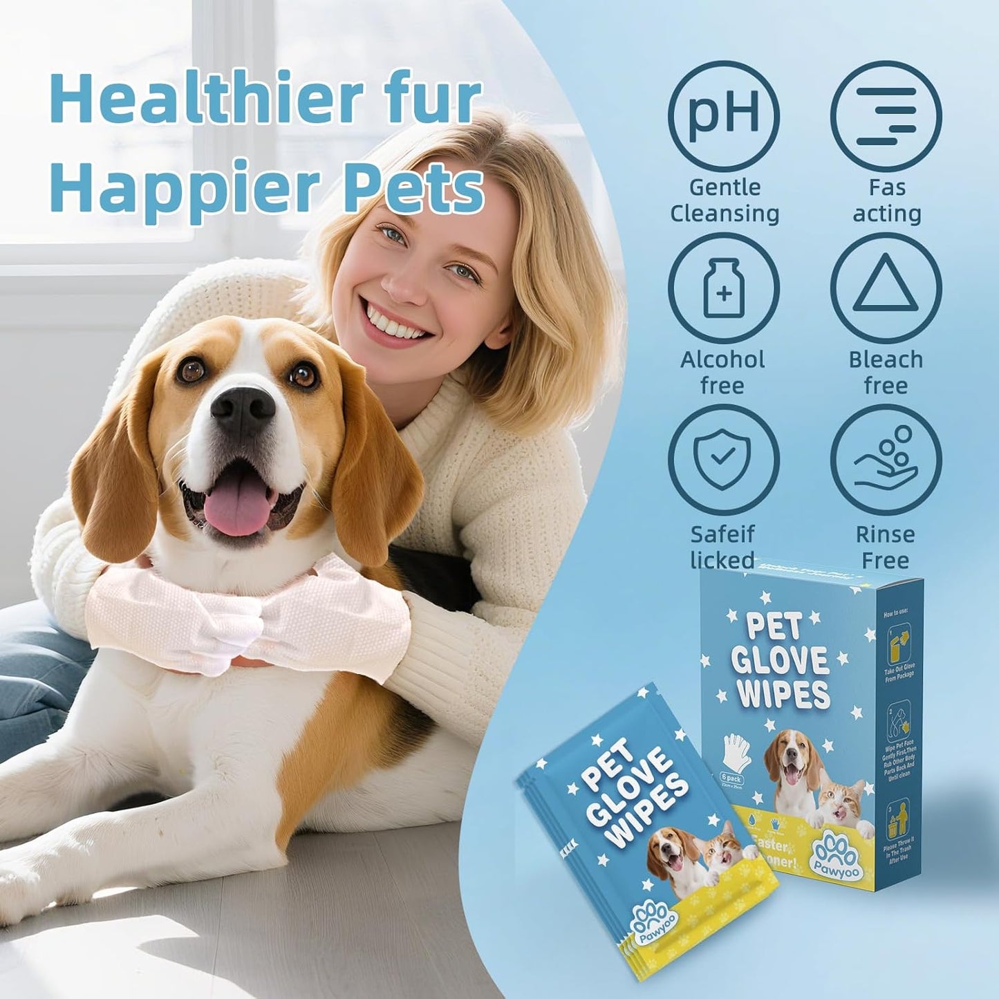 Dog Glove Wipes, Pet Wipes for Dogs, Dog Cleaning Wipes, Dog Paw Wipes, Dog Face Wipes, Paw Wipes for Dogs, Dog Stuff, Dog Accessories – Dog Glove Wipes for Dogs: Gentle Grooming Wipes