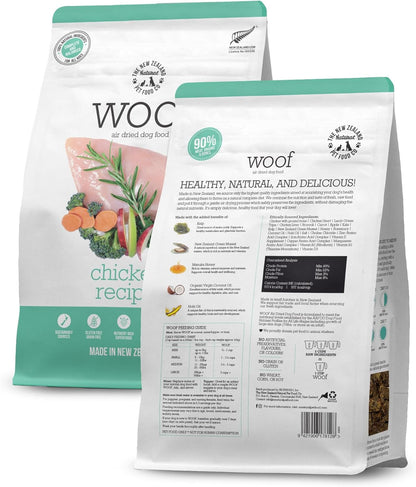 Woof Dog Food Bundle – Freeze Dried & Air Dried Chicken Recipe (1.76 oz Freeze Dried & 26.5 oz Air Dried), High Protein Dog Food Topper, Mixer, or Treat, All Life Stages