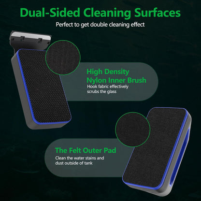 Aquarium Magnet Glass Cleaner, Double-Sided Detachable & Floating Algae Scraper for 0.2-0.6 Inch Fish Tank Glass Cleaning, No Scratches (M)