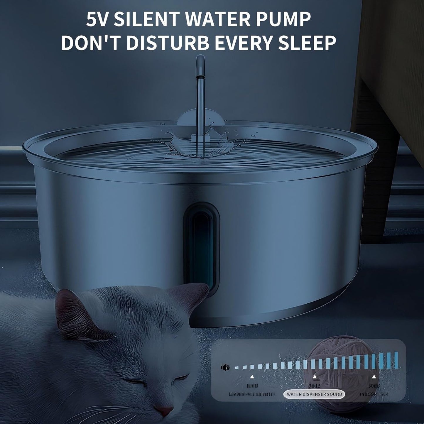 Large Dogs Water Fountain, 8L/270oz/ Stainless Steel Dog Water Fountain with Visual Water Level Window for Large for Families with Many Pets and Busy Families. with Operating Noise Below 30 decibels.