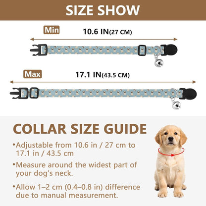 Cute Animals Pugs Blue Pattern Dog Collar with Buckle Adjustable 2 Pack Pet Safety Necklace for Small Dogs Cats